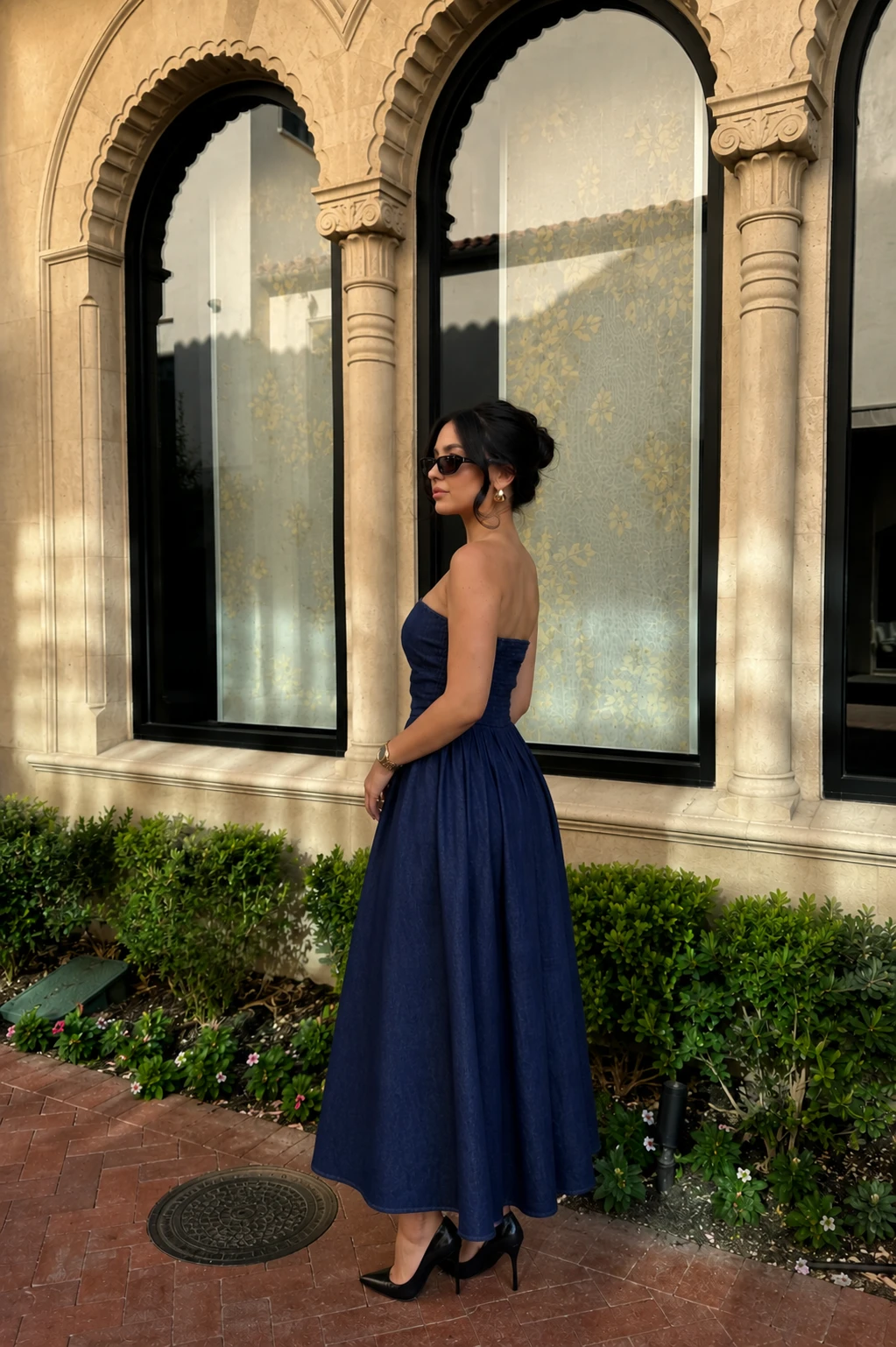 Robe bustier - Bleu marine effet denim — 3