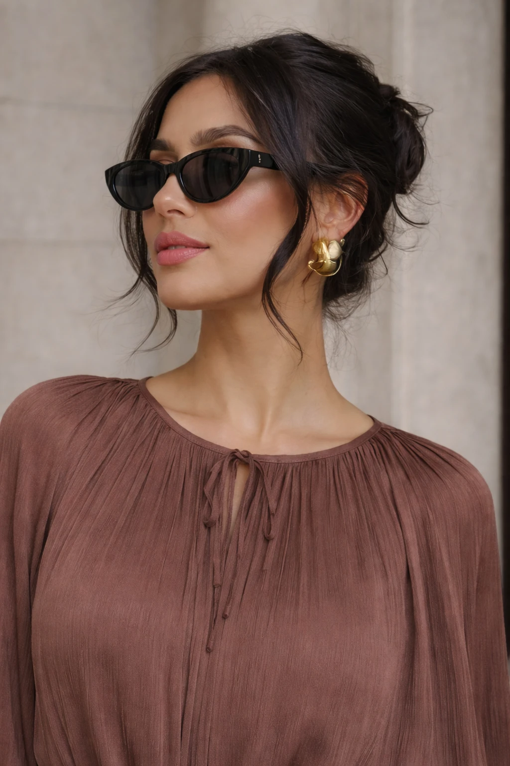 Robe longue satinée- Brun Foncé — 4