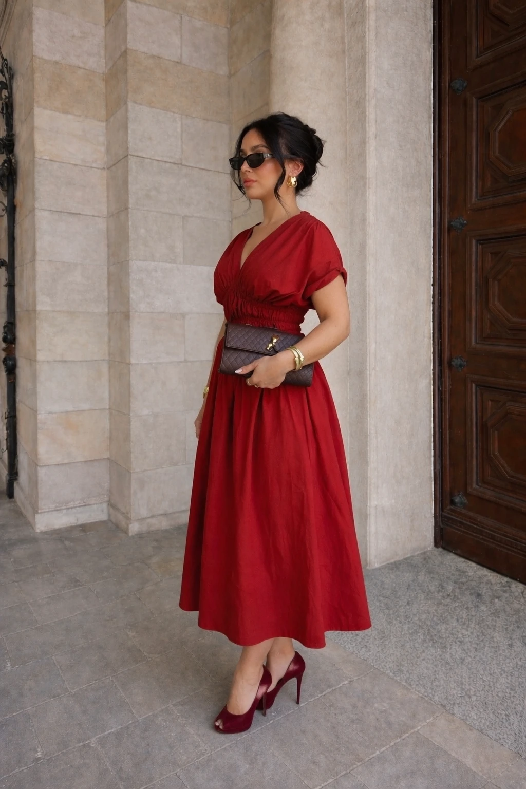 Robe midi - Rouge  — 4