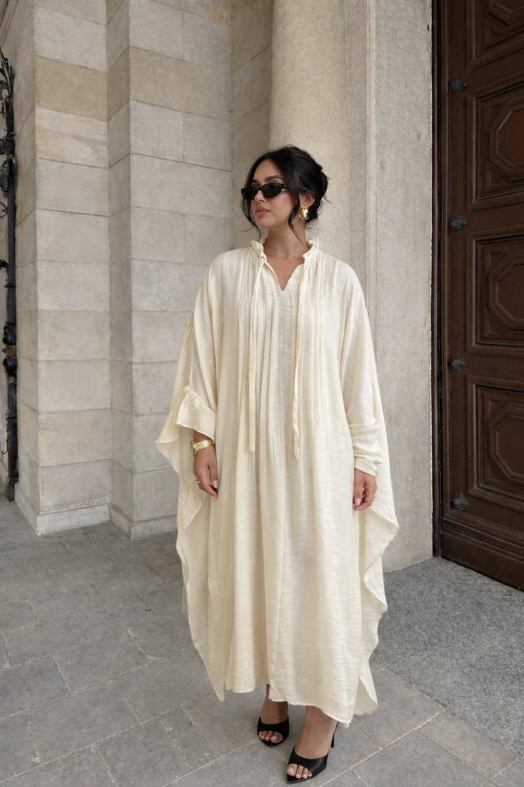 Robe longue fluide - Beige 
