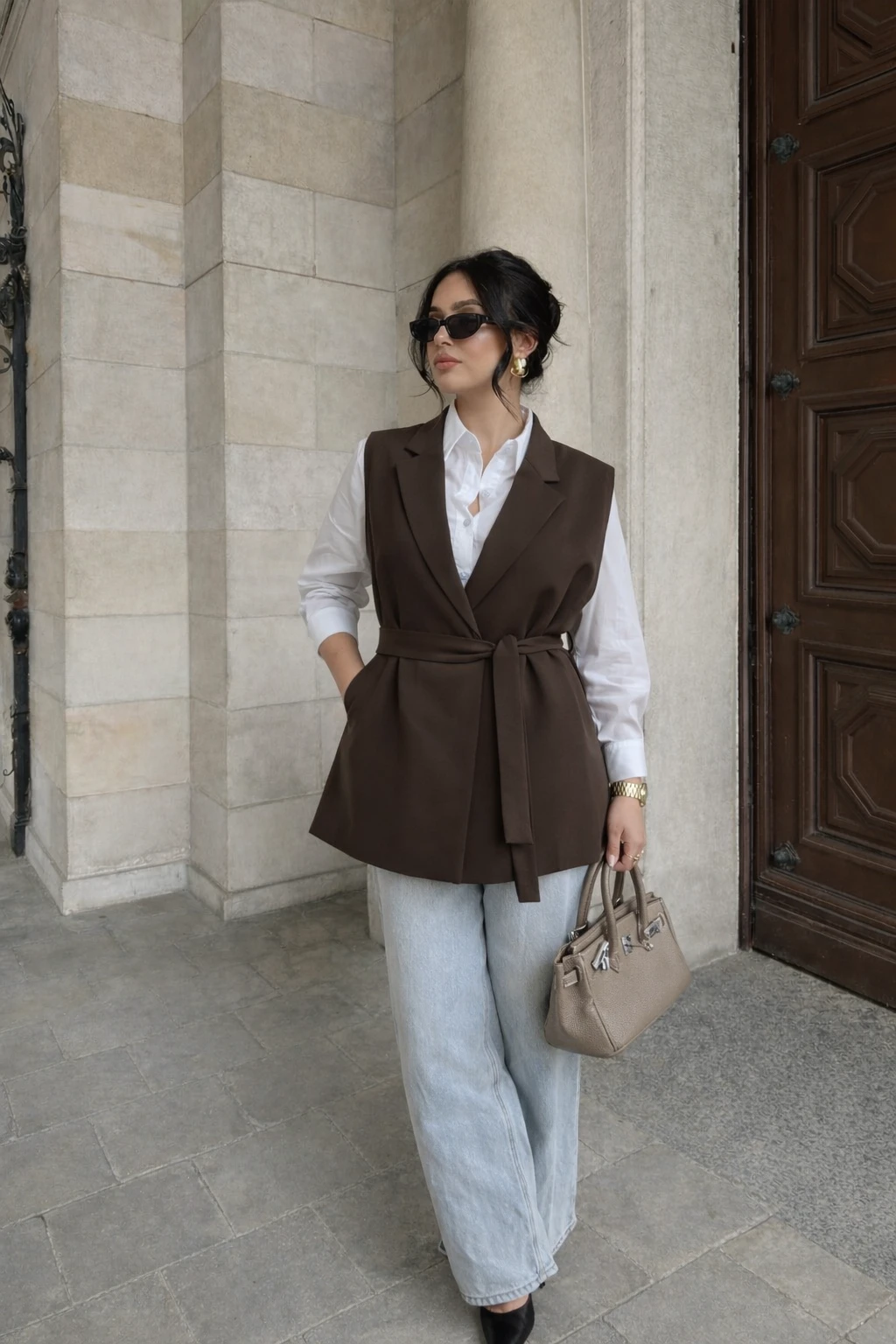 Blazer sans manches - Marron 