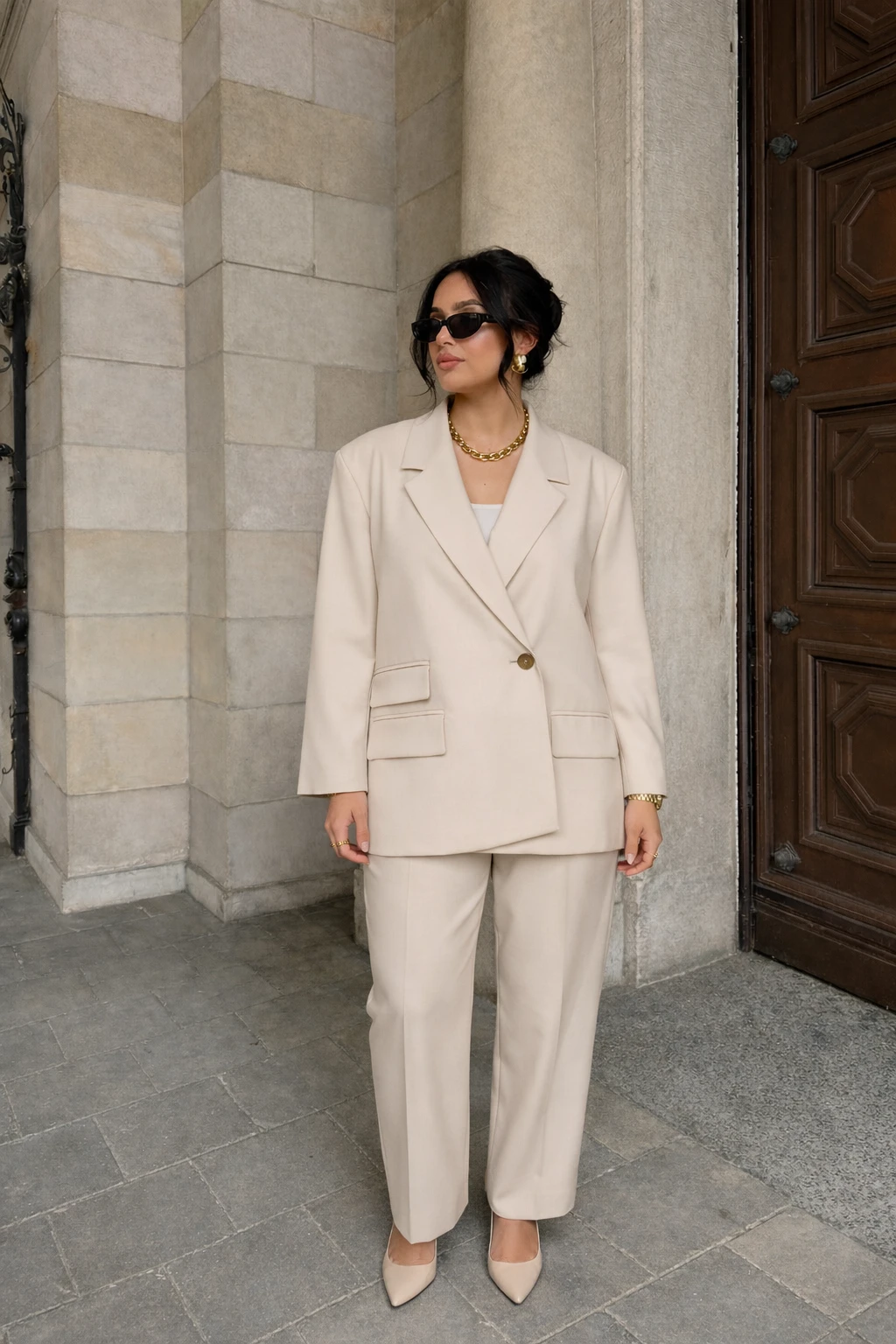 Blazer beige oversize 