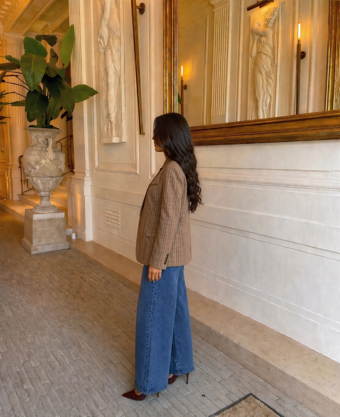 Blazer croisé - Marron à carreaux  — 3