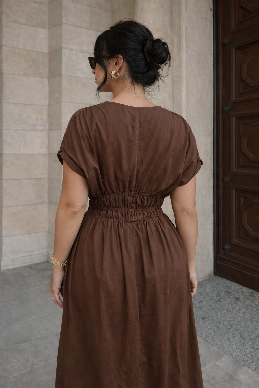 Robe midi - Marron  — 4