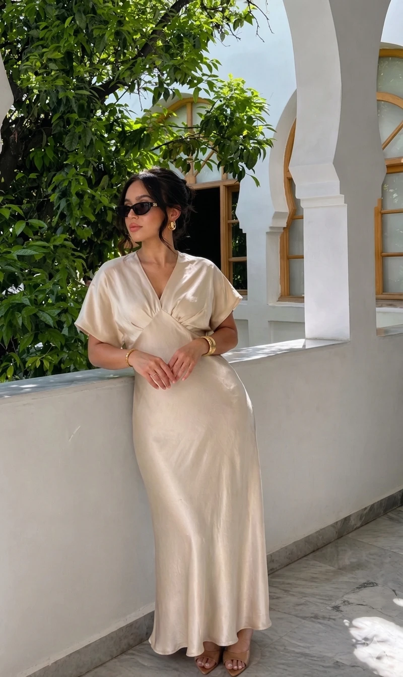 Robe Satinée Éclat - Nude — 3