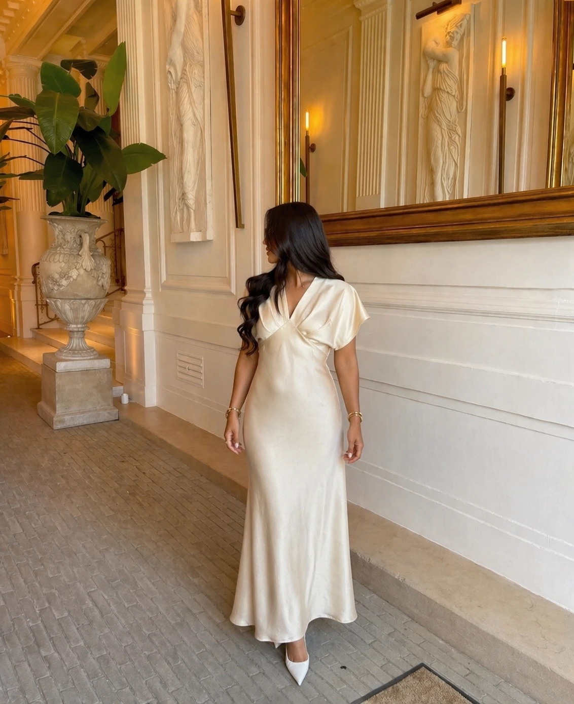 Robe Satinée Éclat - Nude