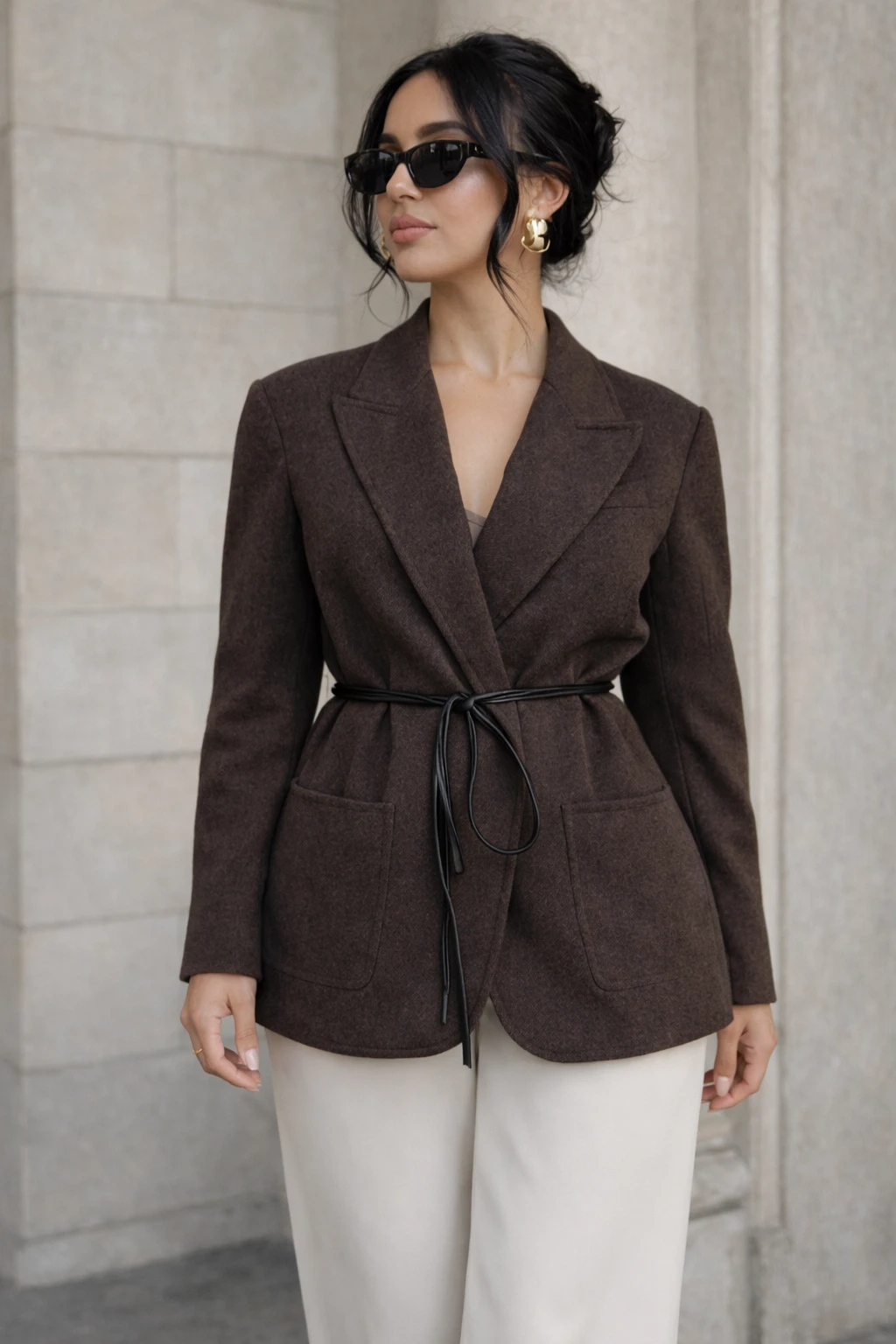 Blazer ceinturé – Marron — 4