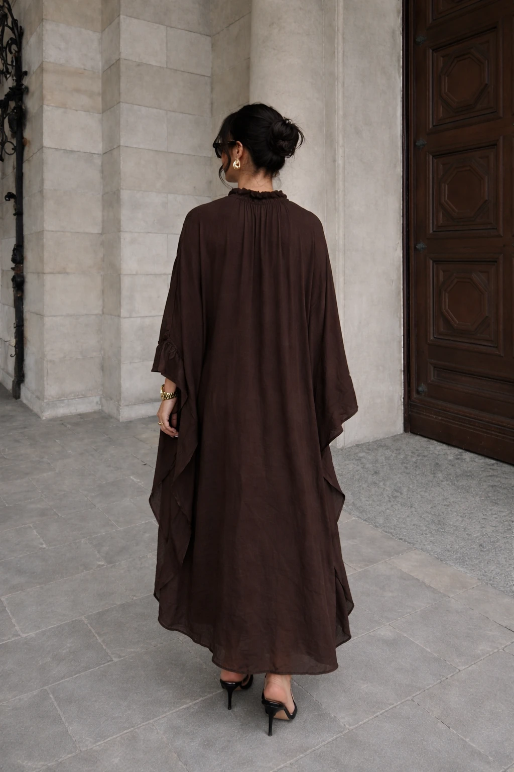 Robe longue fluide - Marron  — 4