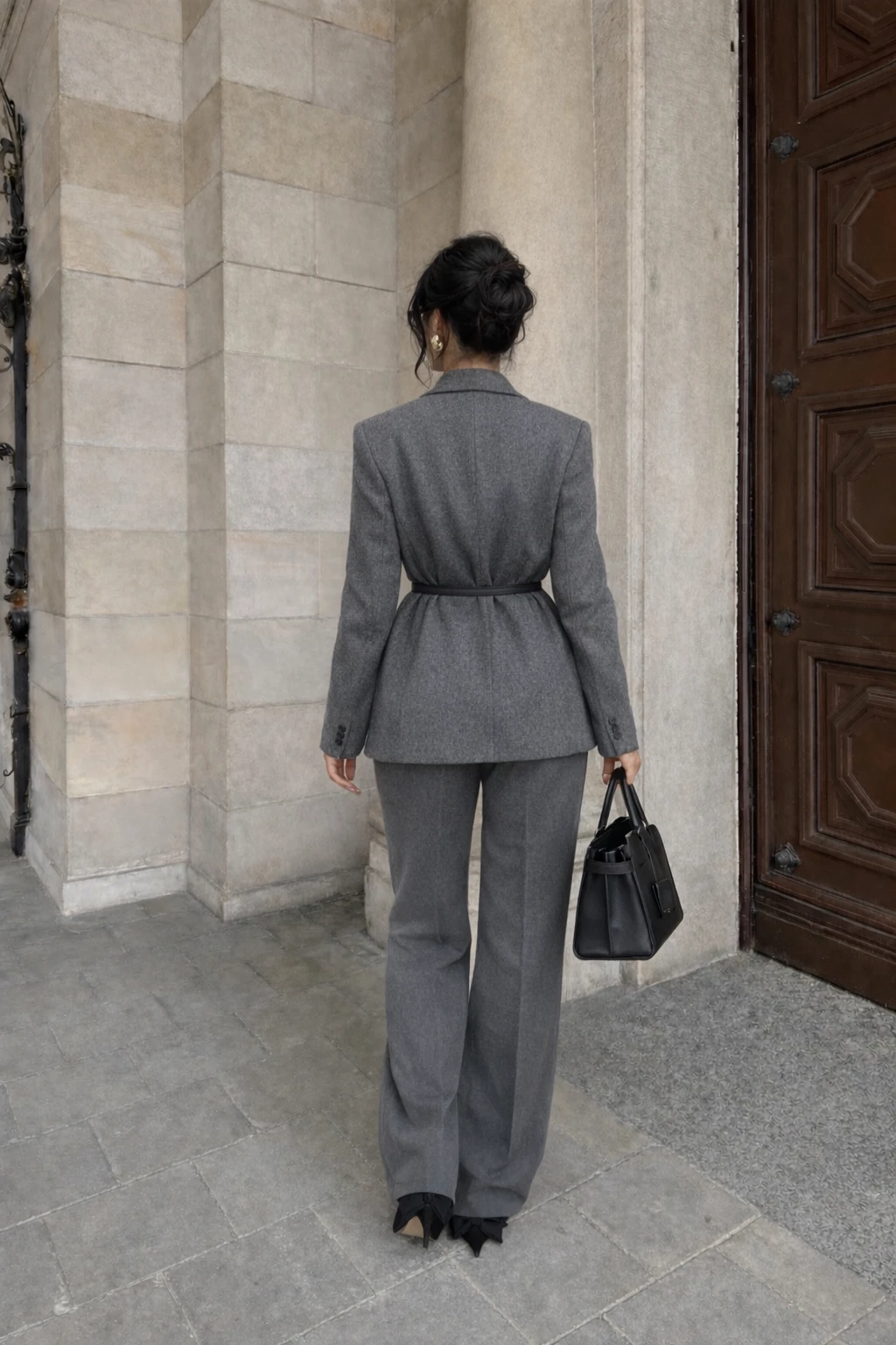Blazer ceinturé – gris - 2