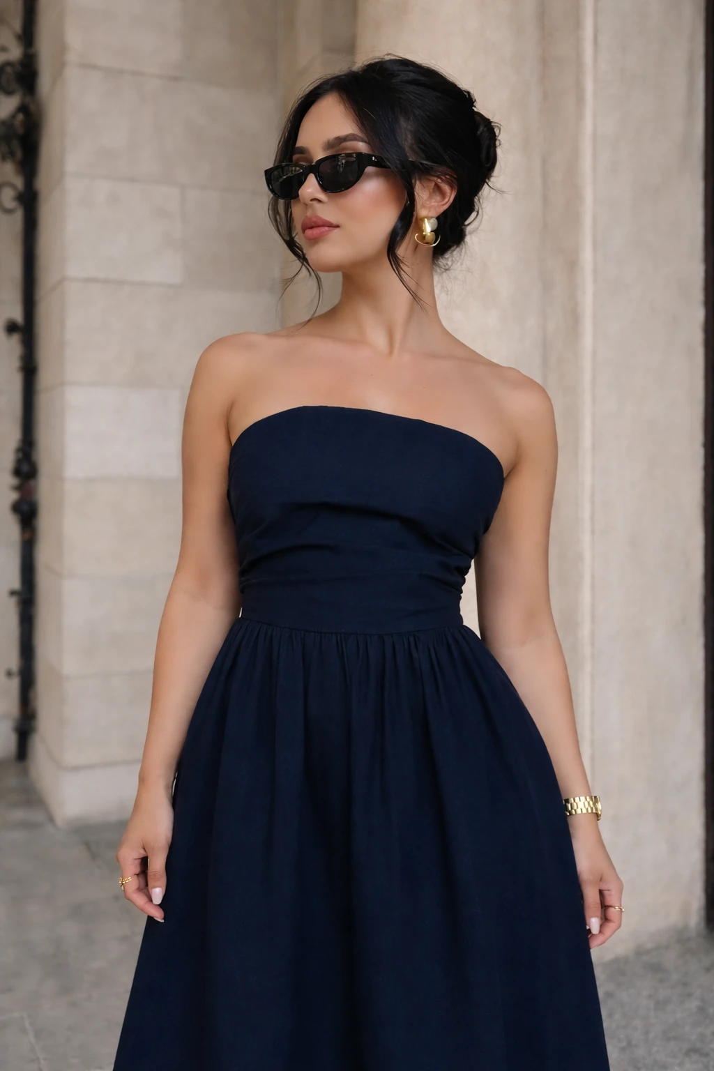 Robe longue bustier - Bleu marine - 2