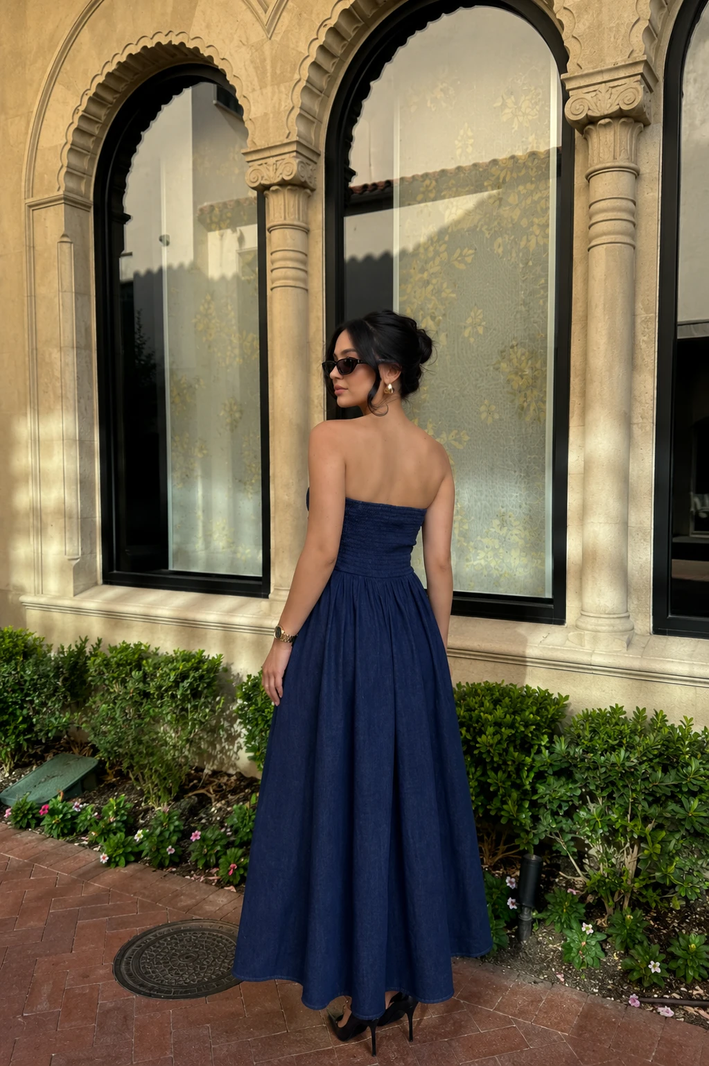 Robe bustier - Bleu marine effet denim - 2