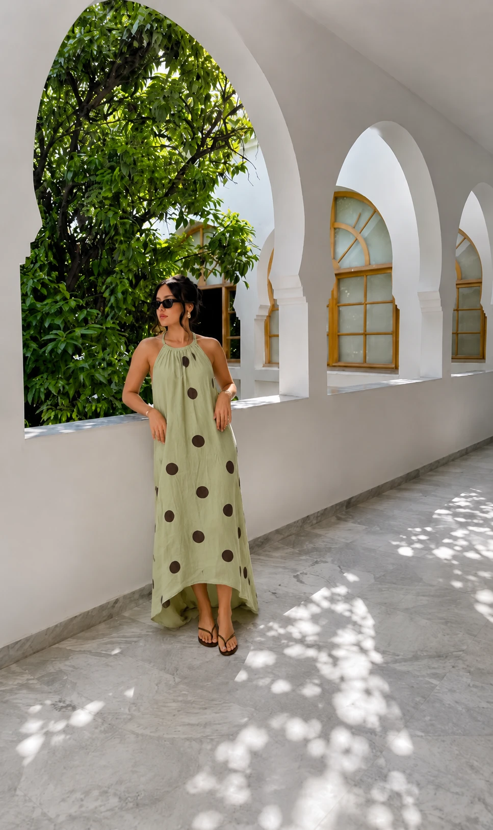 Robe Alyara à pois- Verte 