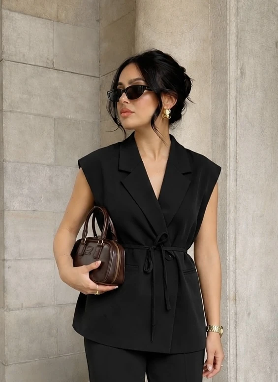 Blazer sans manches - Noir  - 2
