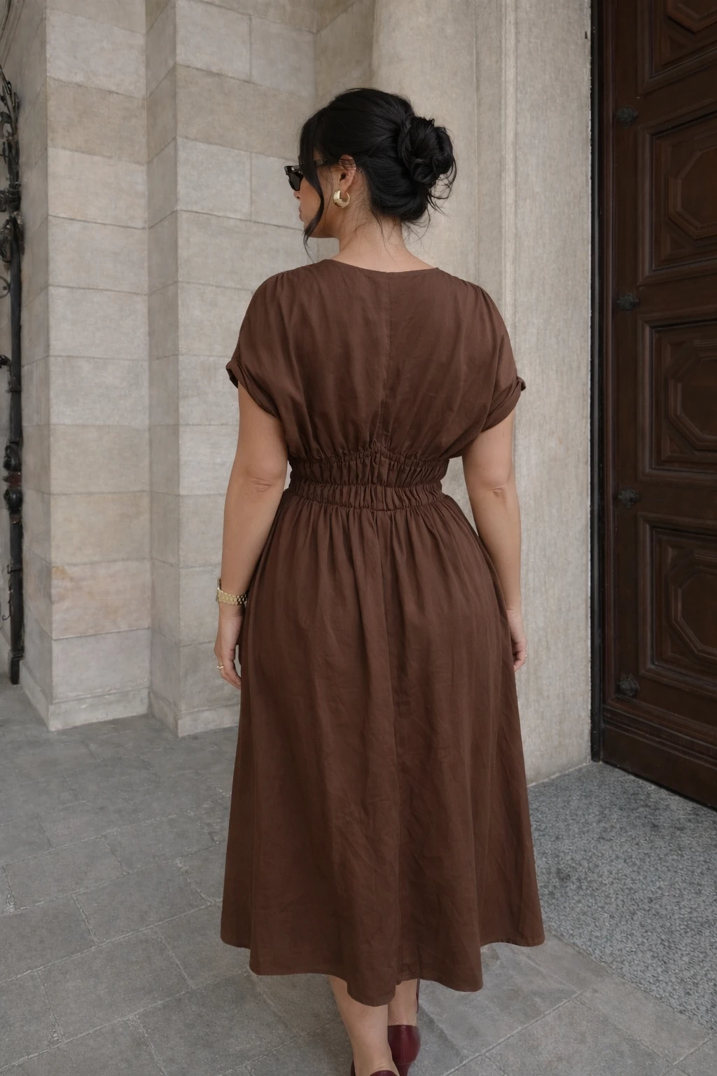 Robe midi - Marron  — 3