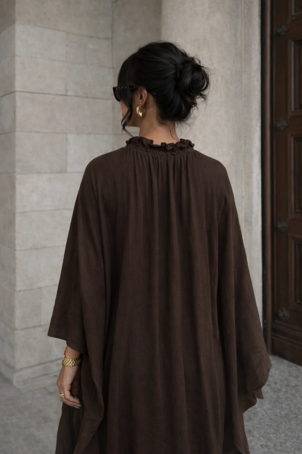 Robe longue fluide - Marron  — 3