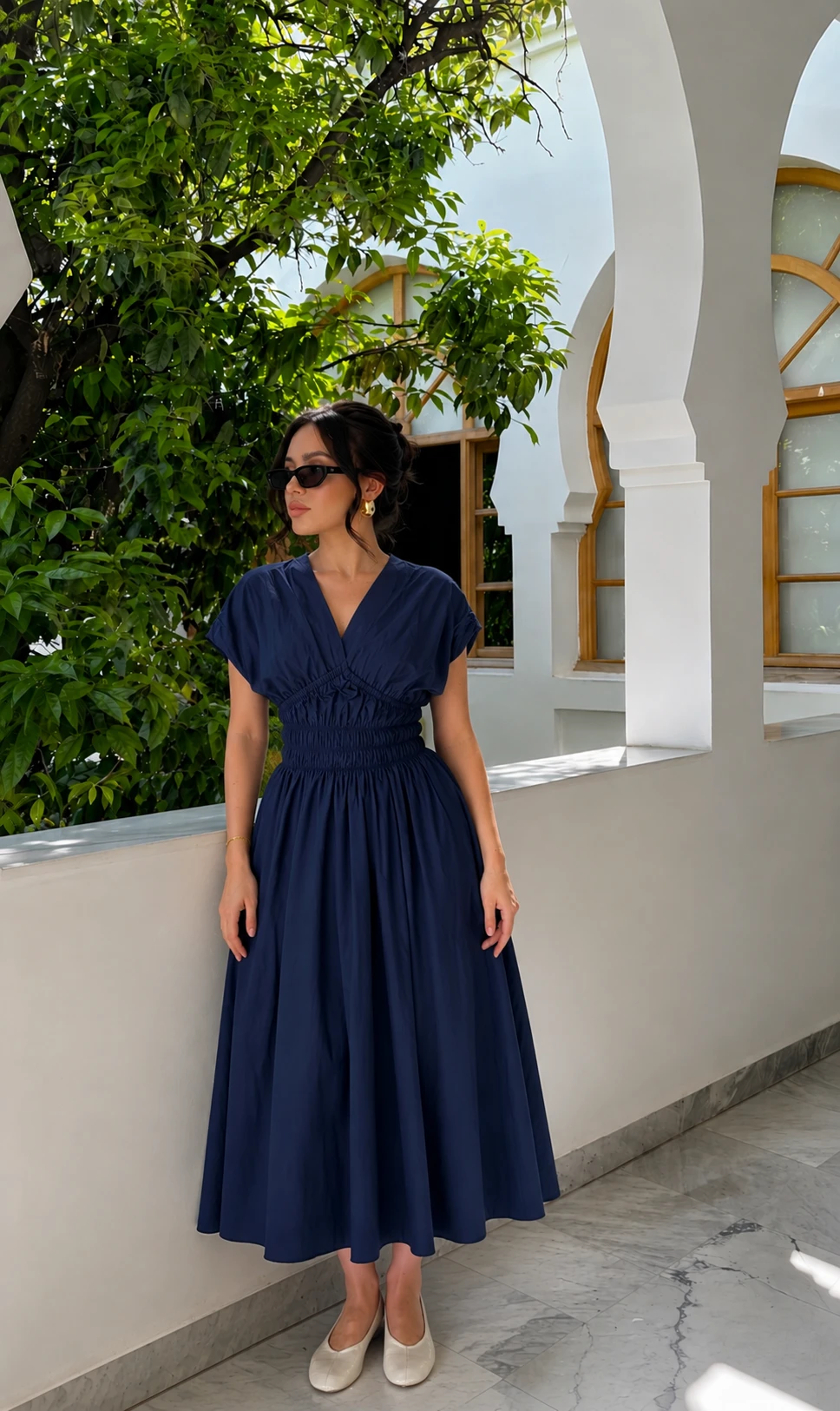 Robe midi - Bleu marine