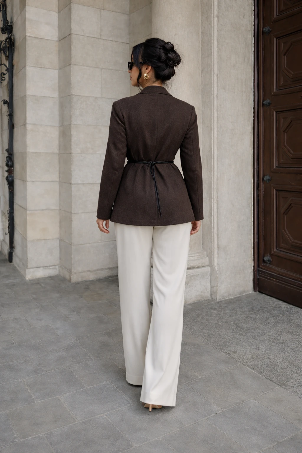 Blazer ceinturé – Marron — 3