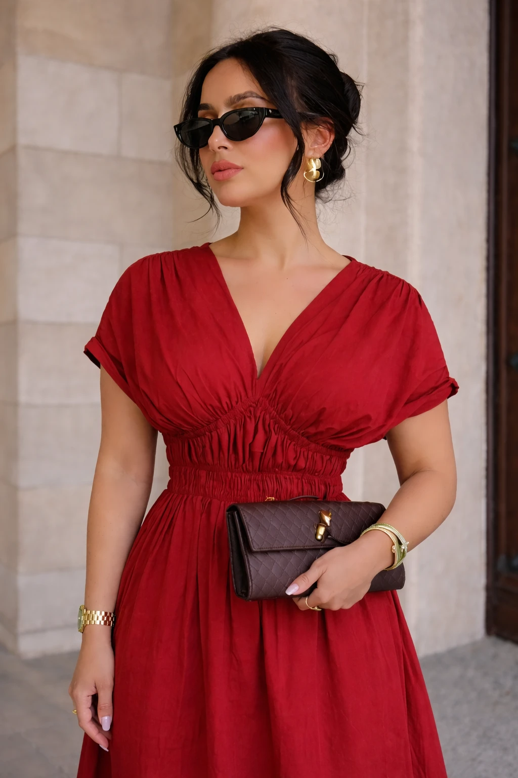 Robe midi - Rouge  - 2