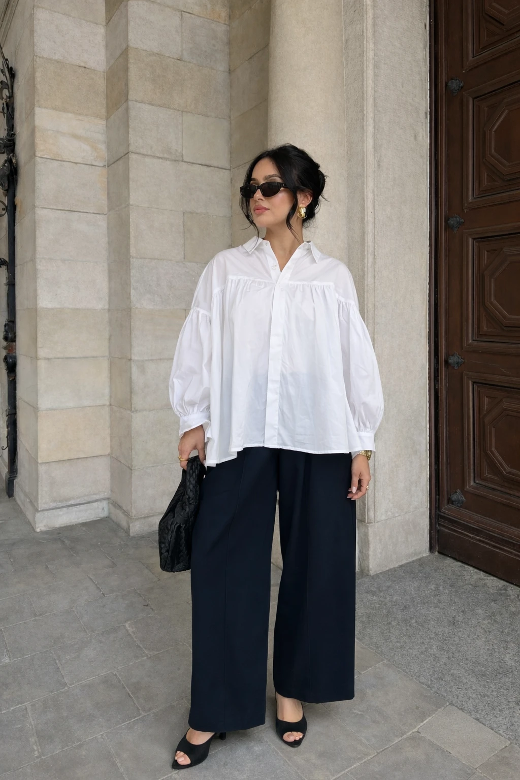 Chemise volant-Blanche