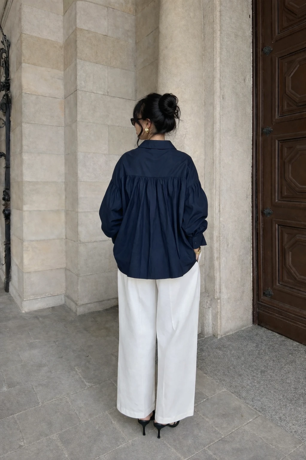 Chemise volant-Bleue marine — 3