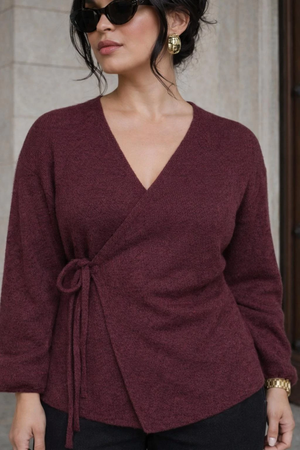 Pull cache-cœur- Bordeaux  - 2