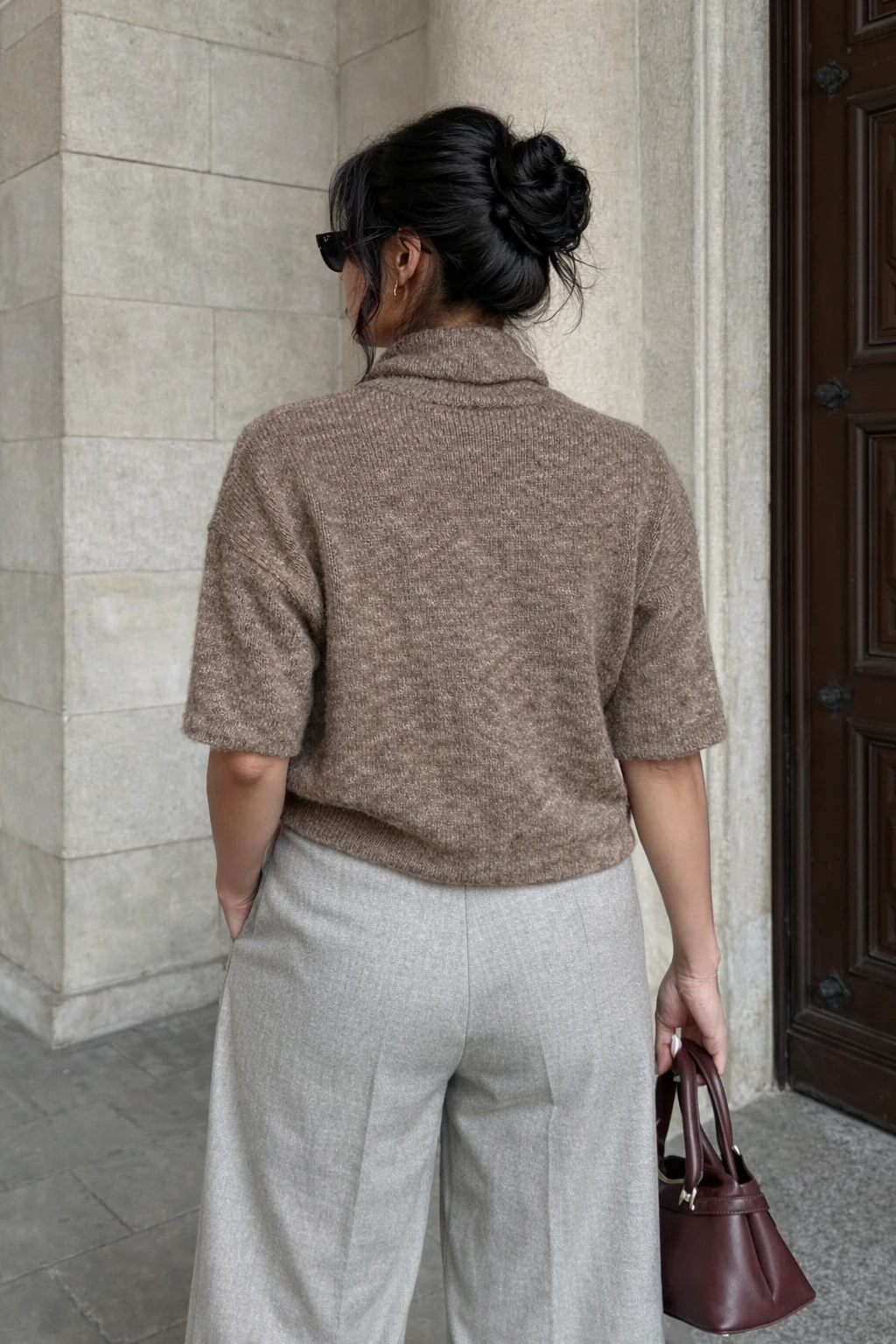 Pull col foulard- Taupe  — 4
